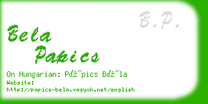 bela papics business card
